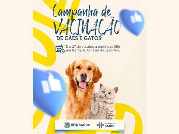 Campanha de vacinação de cães e gatos.